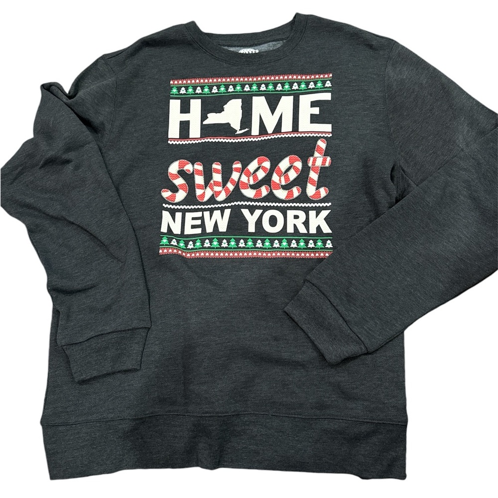 NEW Home Free Dark‎ Green New York Christmas Fleece Sweatshirt Size L